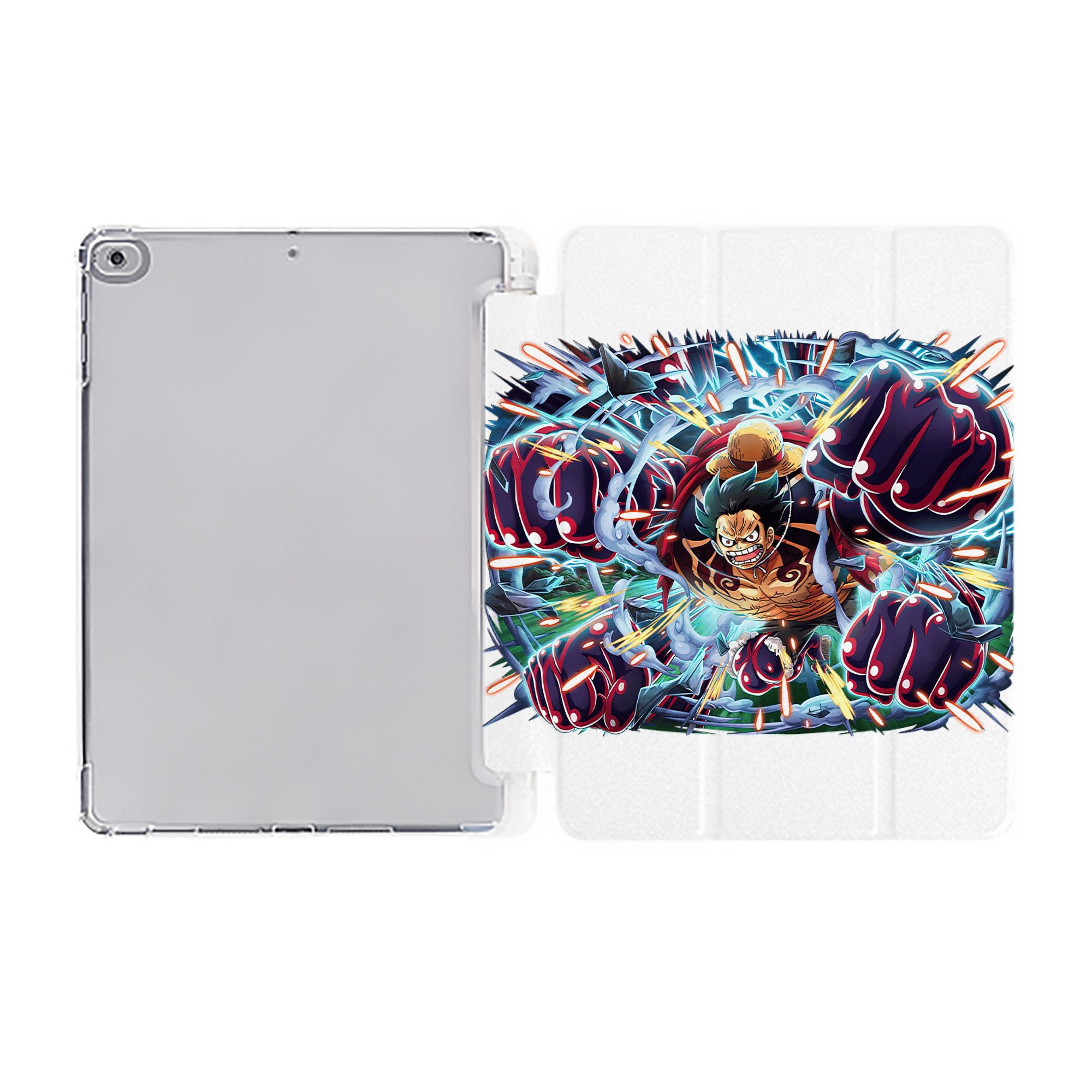 （画像用） ワンピース モンキー・D・ルフィ ONE PIECE Monkey D. Luffy IPad ケース ペン収納付き 三つ折りスタンド PUレザー×シリコン 対応機種9.5/10.5/10.9インチ